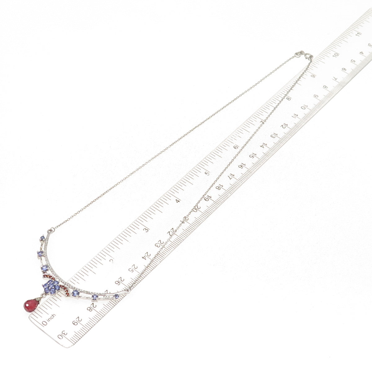 Chuck Clemency Sterling Silver Real Tanzanite Garnet & Topaz Chain Necklace 18"