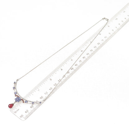 Chuck Clemency Sterling Silver Real Tanzanite Garnet & Topaz Chain Necklace 18"