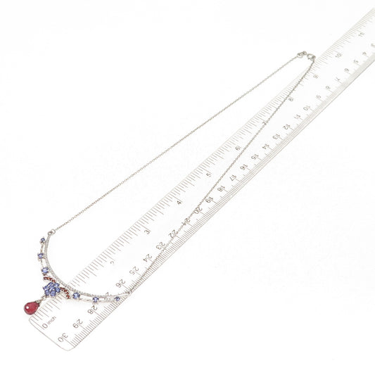 Chuck Clemency Sterling Silver Real Tanzanite Garnet & Topaz Chain Necklace 18"