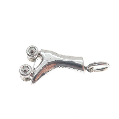 925 Sterling Silver Antique Art Deco Roller Skate Shoe 3D Charm Pendant