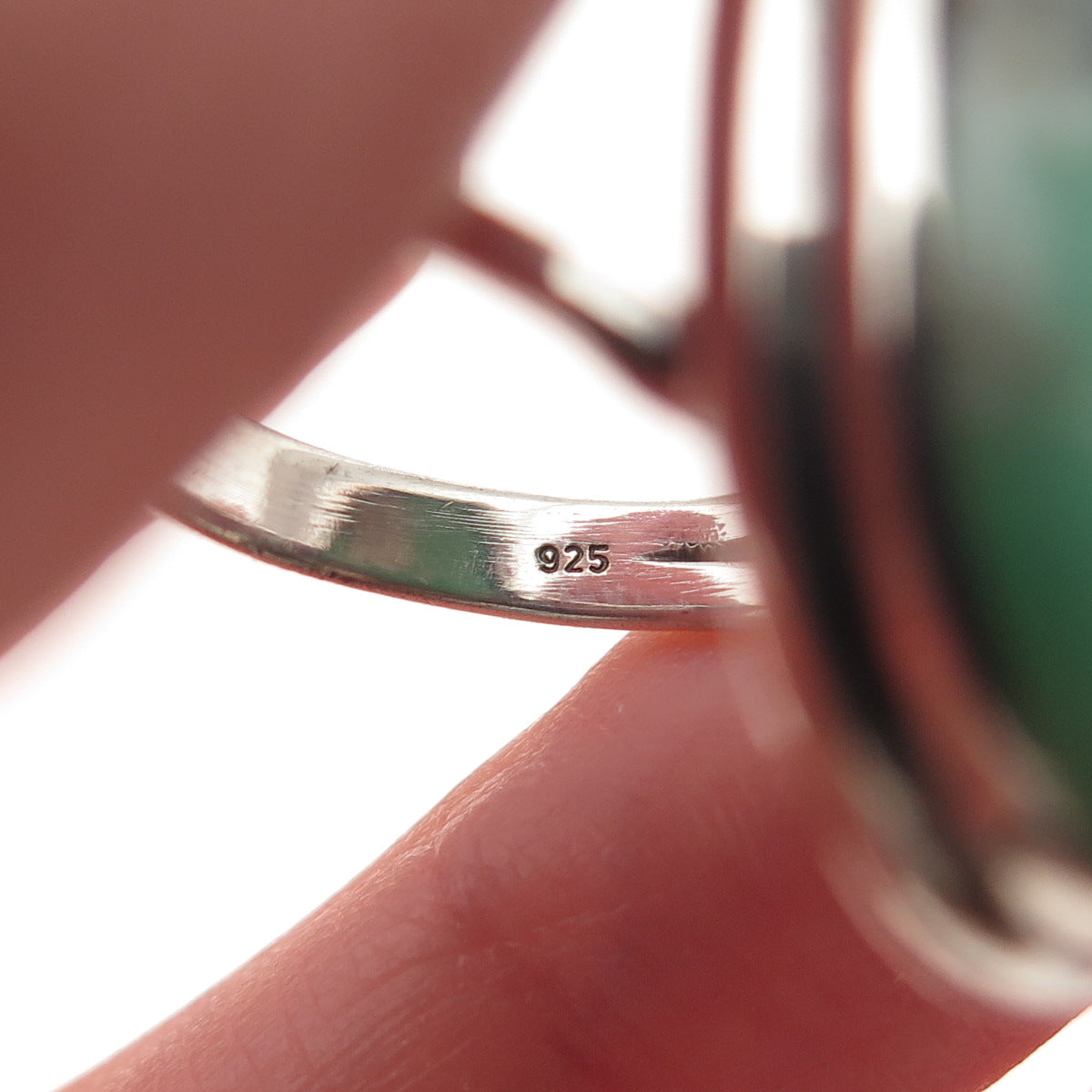 925 Sterling Silver Vintage Real Cabochon Chrysoprase Ring Size 9.5