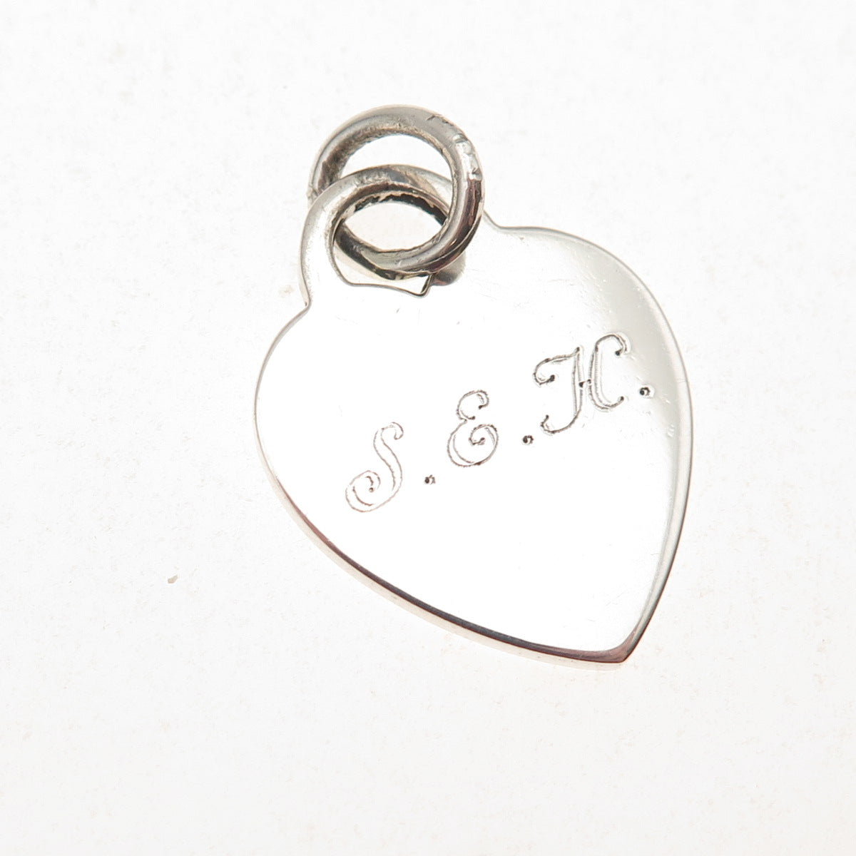 Tiffany & Co. 925 Sterling Silver Vintage Engraved SEH Heart Tag Charm Pendant