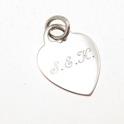 Tiffany & Co. 925 Sterling Silver Vintage Engraved SEH Heart Tag Charm Pendant