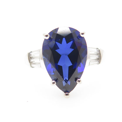 ROSS SIMONS 925 Sterling Silver Lab-Created Star Sapphire & C Z Ring Size 10.25