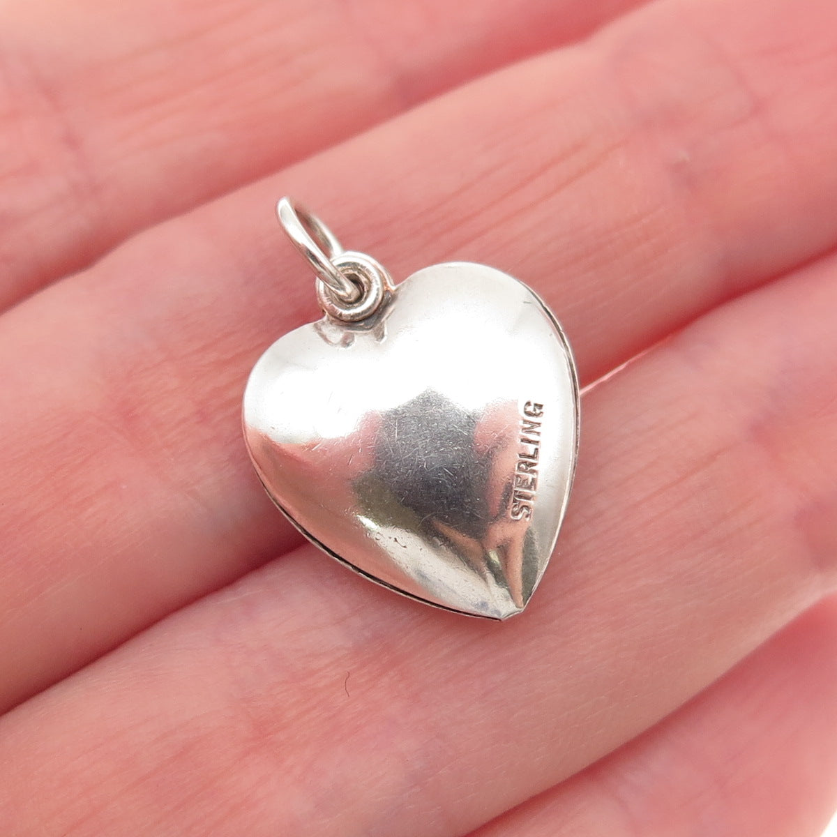 925 Sterling Silver Antique Art Deco V-Shape Chatelaine Heart Mini Charm Pendant