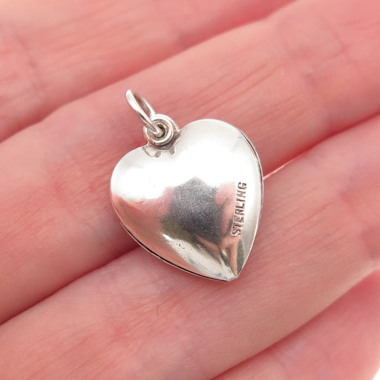 925 Sterling Silver Antique Art Deco V-Shape Chatelaine Heart Mini Charm Pendant