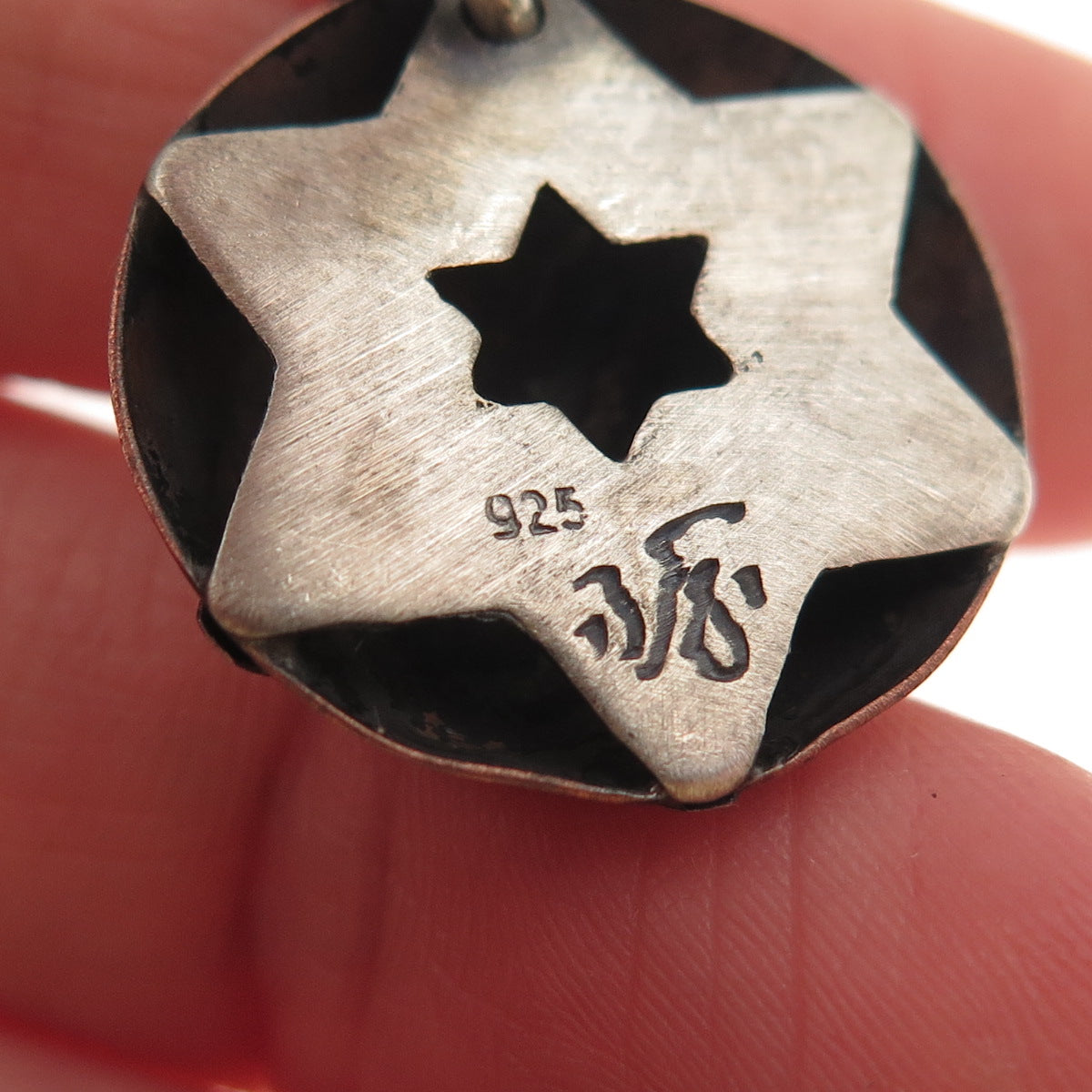 925 Sterling Silver 2-Tone Vintage Star of David Spiral Oxidized Charm Pendant