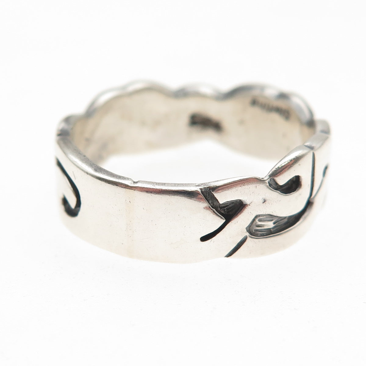 925 Sterling Silver Vintage Celtic Knot Oxidized Band Ring Size 10.75