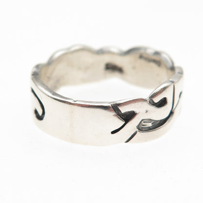 925 Sterling Silver Vintage Celtic Knot Oxidized Band Ring Size 10.75