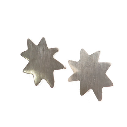 Carla 925 Sterling Silver Vintage 1992 Starburst Modernist Omega Back Earrings