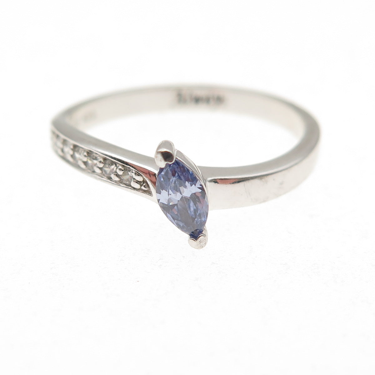 BGE Bradford 925 Sterling Silver Blue & White C Z Always Ring Size 7.25