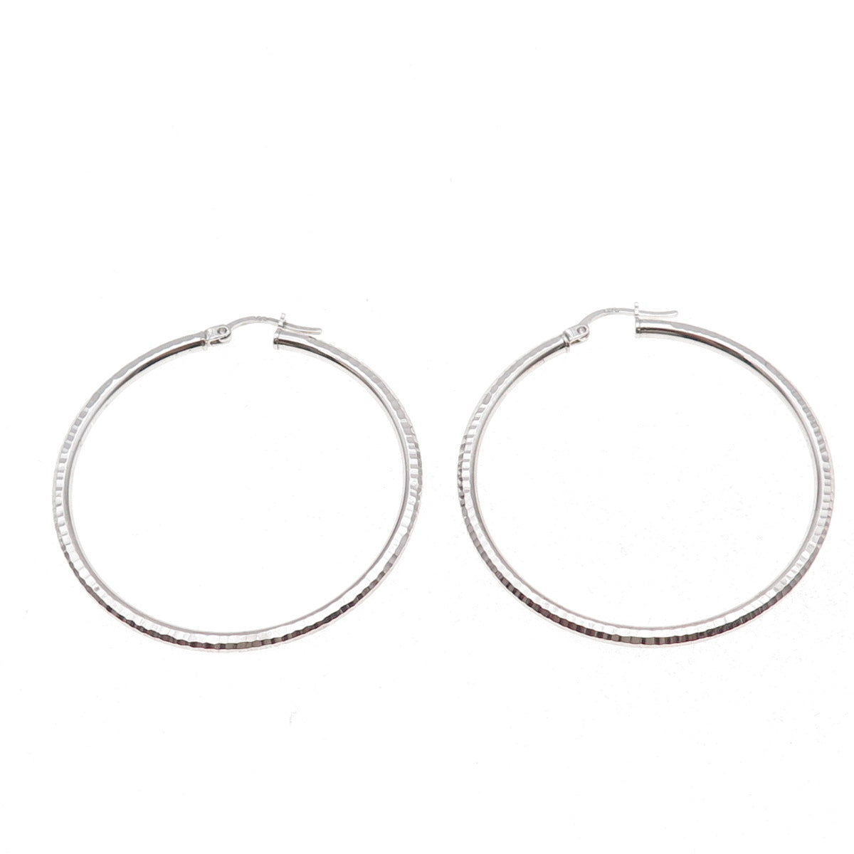 925 Sterling Silver Vintage Textured Tube Hoop Earrings