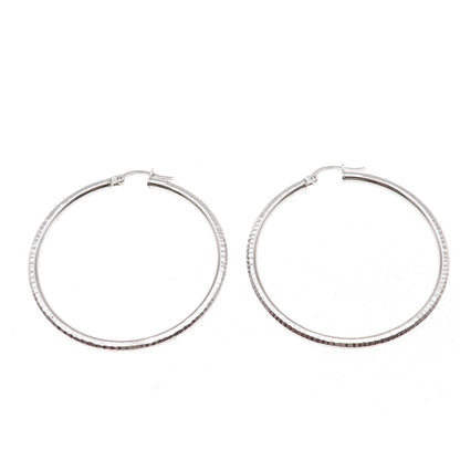 925 Sterling Silver Vintage Textured Tube Hoop Earrings