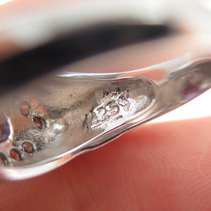 925 Sterling Silver Real Amethyst & White Topaz Evil's Eye Ring Size 7.25