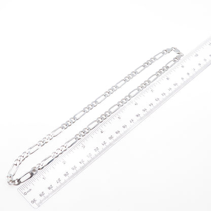 925 Sterling Silver Vintage Italy Figaro Chain Necklace 20"