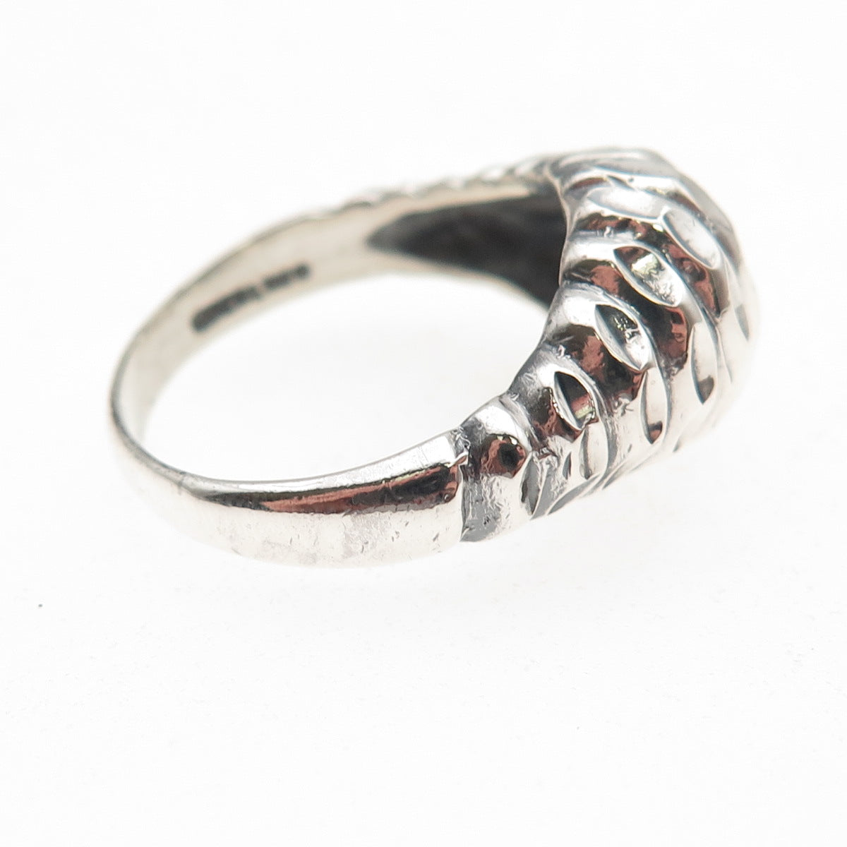 925 Sterling Silver Vintage Modernist Oxidized Dome Ring Size 7