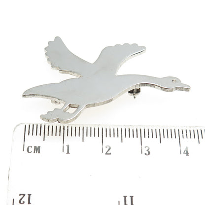 W. E. RICHARDS 925 Sterling Silver Vintage Flying Goose Pin Brooch