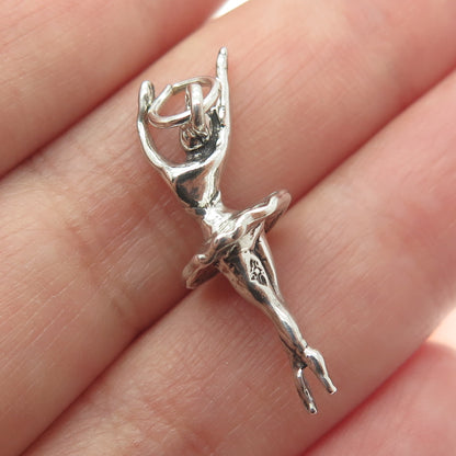 SUNWEST 925 Sterling Silver Vintage Ballerina Minimalist Charm Pendant