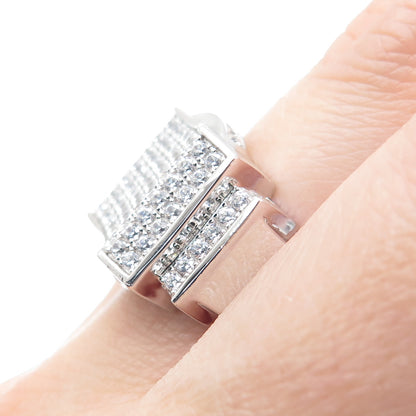 925 Sterling Silver Round-Cut Shaped C Z Sparkle Shied Ring Size 10.25
