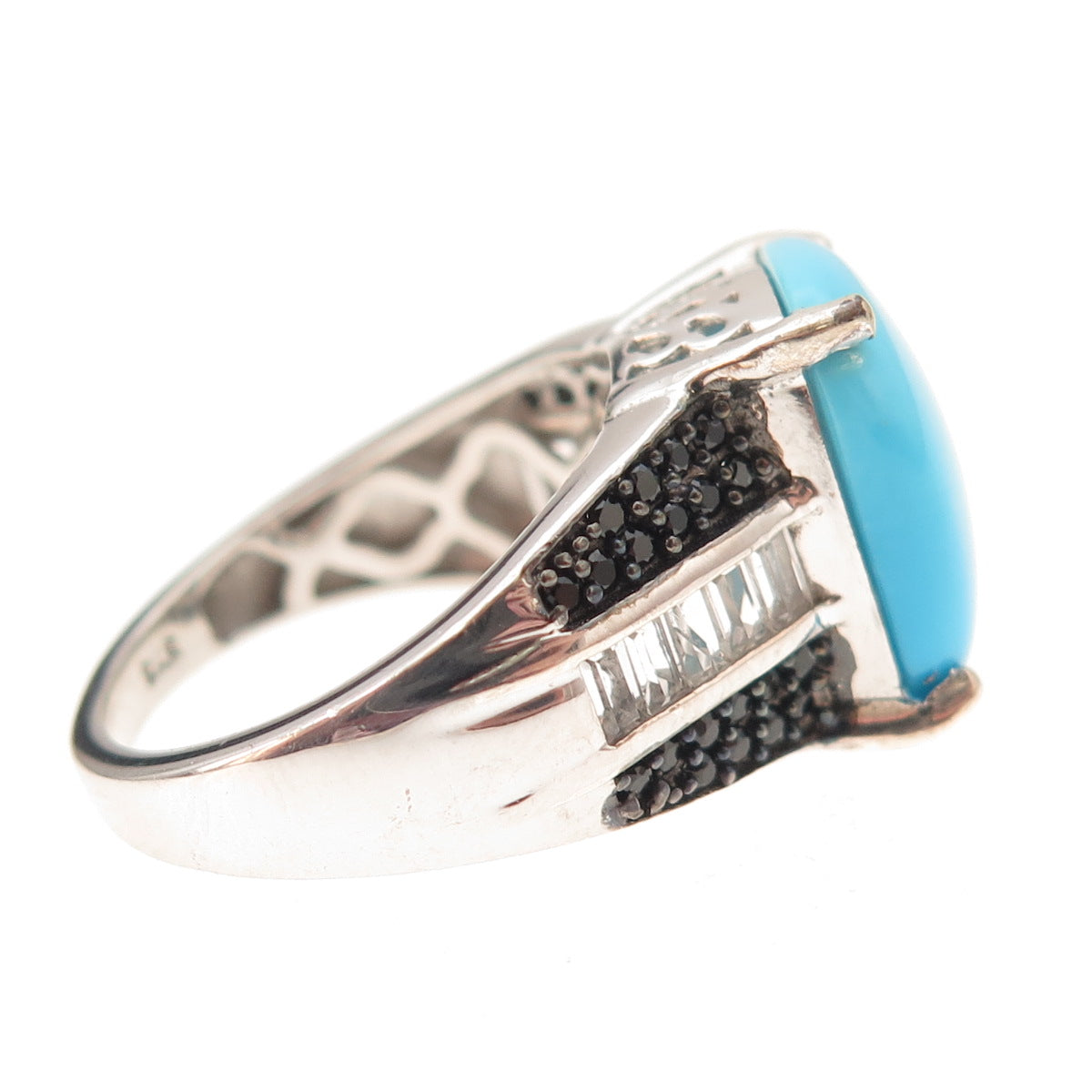 Chuck Clemency 925 Sterling Silver Real Turquoise Spinel & Topaz Ring Size 7.25