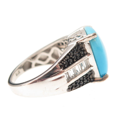 Chuck Clemency 925 Sterling Silver Real Turquoise Spinel & Topaz Ring Size 7.25