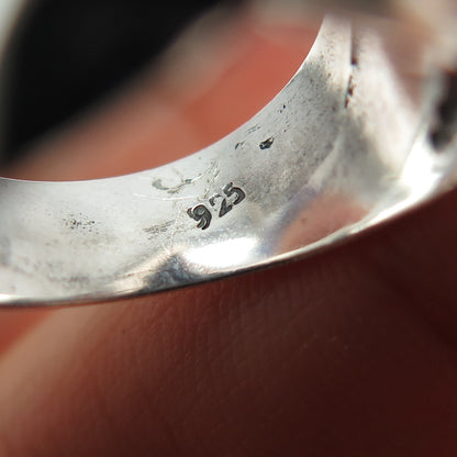 925 Sterling Silver Vintage Modernist Flame Ring Size 6.5