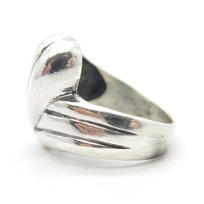 925 Sterling Silver Vintage Ribbed Ring Size 7