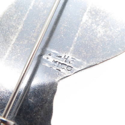 925 Sterling Silver Vintage Mexico Sitting Cat Oxidized Pin Brooch