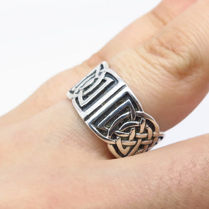 925 Sterling Silver Vintage Peter Stone Celtic Band Ring Size 7.25