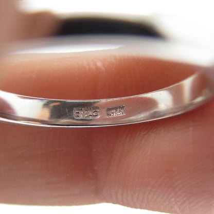 925 Sterling Silver Real Round-Cut Blue Topaz Gem Minimalist Ring Size 7.25