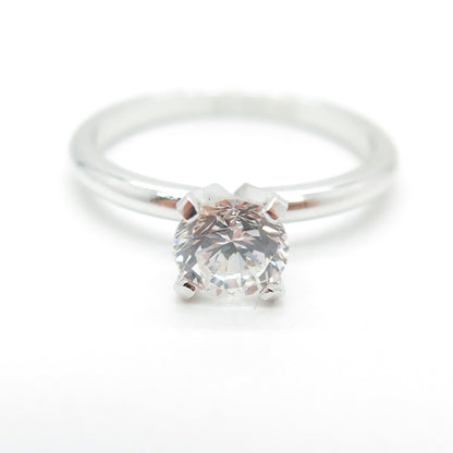 BATTIN & CO. 925 Sterling Silver Vintage Round-Cut C Z Engagement Ring Size 6