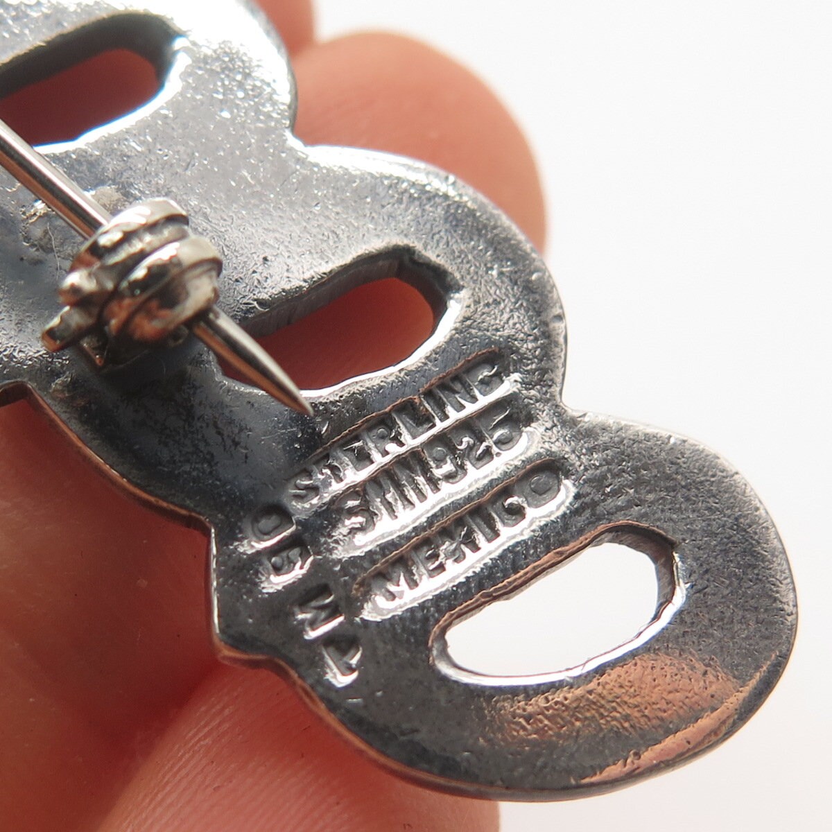 925 Sterling Silver Vintage Mexico "XO" Hugs & Kisses Pin Brooch