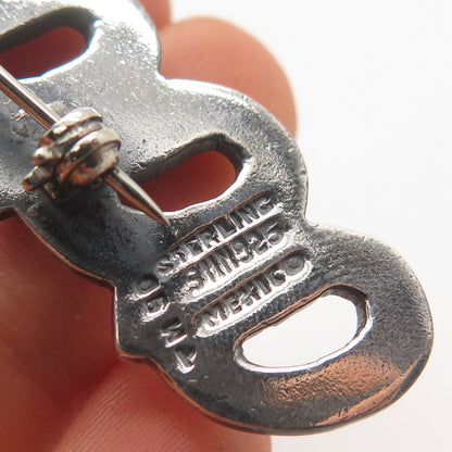925 Sterling Silver Vintage Mexico "XO" Hugs & Kisses Pin Brooch