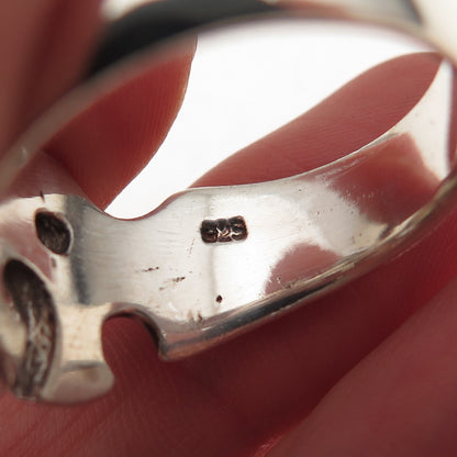 925 Sterling Silver Vintage Flame Cross Oxidized Ring Size 13.25