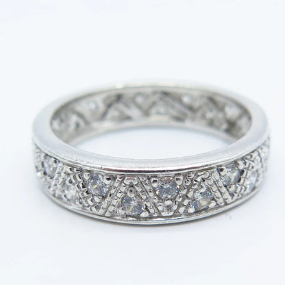 925 Sterling Silver Vintage C Z Band Ring Size 9.5