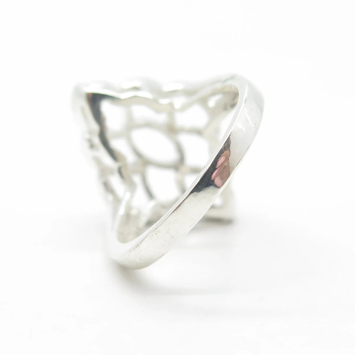 925 Sterling Silver Vintage Honeycomb Modernist Cocktail Ring Size 5.25