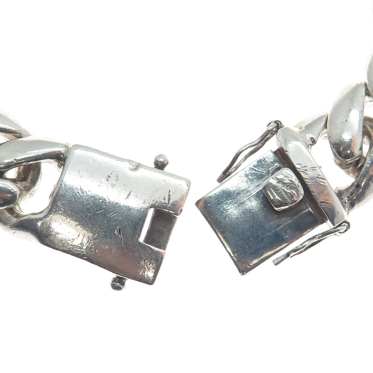 925 Sterling Silver Vintage Solid 99.6g. Cuban Link Bracelet 8"