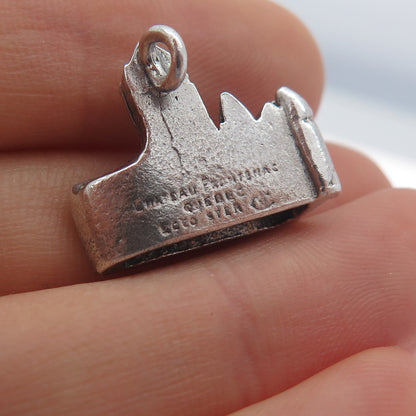 925 Sterling Silver Antique Chateau Frontenac Quebec Minimalist 3D Charm Pendant