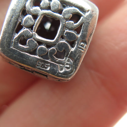 925 Sterling Silver Vintage Blue Glass Pendant