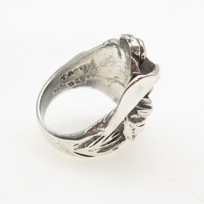 925 Sterling Silver Vintage Mexico Lady Cameo Oxidized Ring Size 8