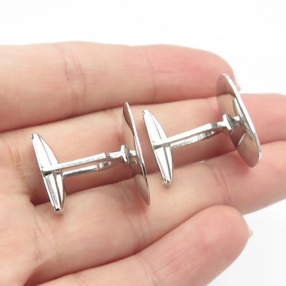 925 Sterling Silver Vintage Concave Rectangle Cufflinks