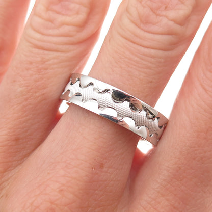 Neos 925 Sterling Silver Zig Zag Band Ring Size 10.25