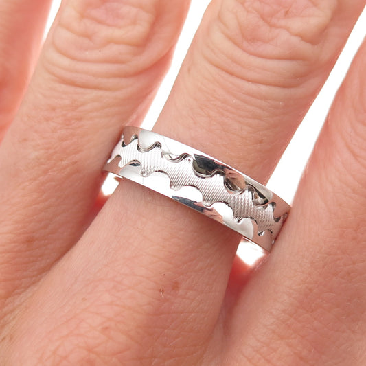 Neos 925 Sterling Silver Zig Zag Band Ring Size 10.25