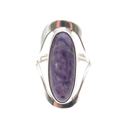Dominique Dinouart Sterling Silver Vintage Mexico Real Charoite Ring Size 9.25