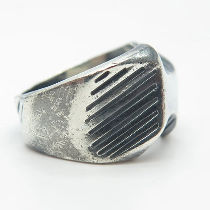 925 Sterling Silver Vintage Bayama Striped Modernist Ring Size 7.75