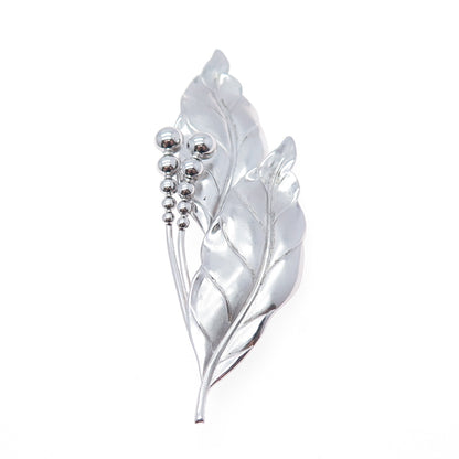 CARL ART 925 Sterling Silver Antique Art Deco Floral Leaf Pin Brooch