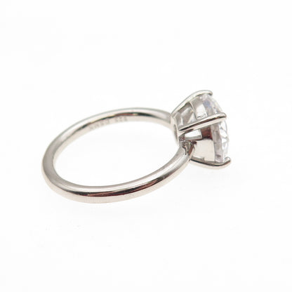 DSMK 925 Sterling Silver Round-Cut C Z Engagement Ring Size 7
