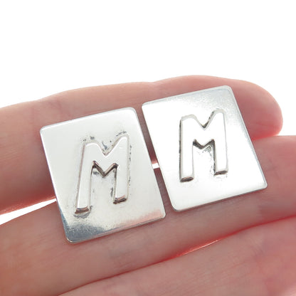 925 Sterling Silver Vintage Letter "M" Initial Cufflinks
