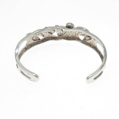 WHITNEY KELLY 925 Sterling Silver Vintage Real Opal Inlay Adjustable Bracelet 7"