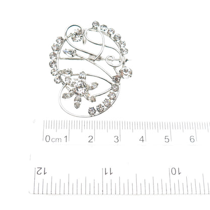 CARL ART 925 Sterling Silver Antique Art Deco Rhinestone Swirl Pin Brooch